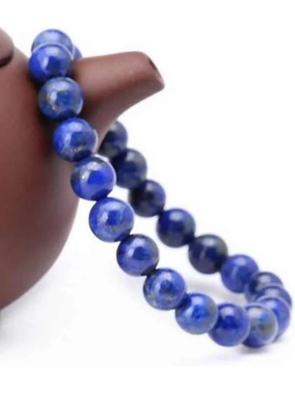 Handmade Crystal Agate & Lapis Lazuli Bead Stretch Bracelet - Gemstone